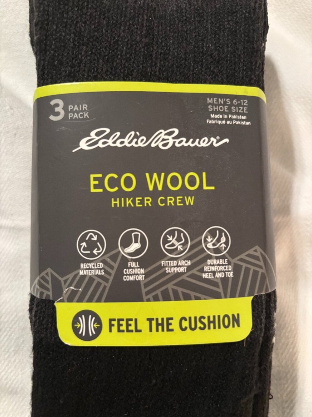 Eddie Bauer Eco Wool 3-Pack Hiker Crew Socks